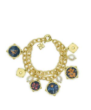 Double Chain Bracelet - Leather Inset