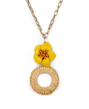Valentina Flower Pendant Necklace - Rattan