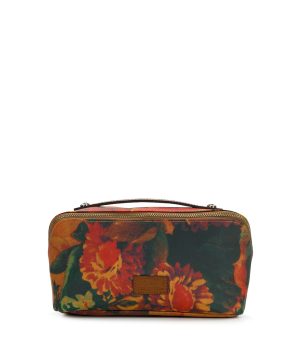 Clancy Cosmetic Case - Patina Coated Linen Canvas - Multi Print
