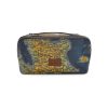 Clancy Cosmetic Case - Patina Coated Linen Canvas ‑ Greek Map