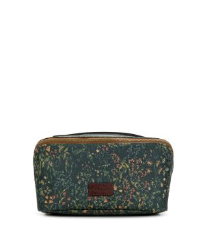 Clancy Cosmetic Case - Patina Coated Linen Canvas ‑ Tuscan Fields