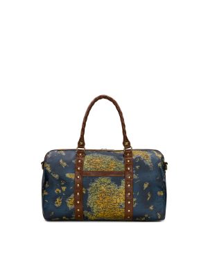Milano Weekender Duffel - Patina Coated Linen Canvas – Greek Map