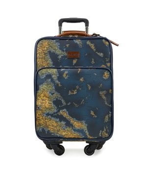 Vettore Trolley - Patina Coated Linen Canvas – Greek Map