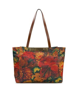 Silvi Tote - Patina Coated Linen Canvas Multi