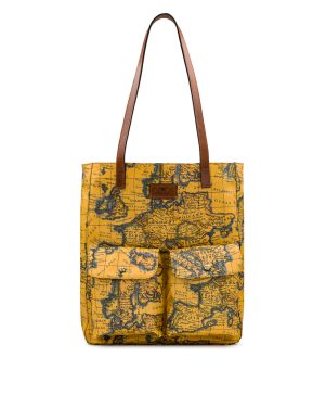 Alina Tote - Patina Coated Linen Canvas — European Map Print