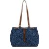 Mouliana Drawstring Satchel - Cavo Tooled Denim