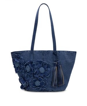 Marconia Tote - Floral Applique Denim